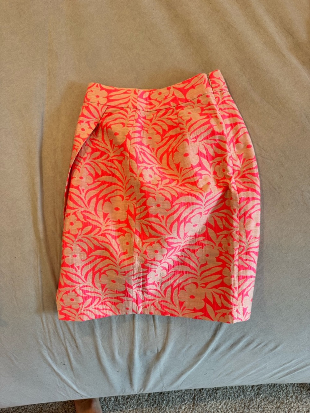 J. Crew Pink and Cream Floral Pencil Skirt
